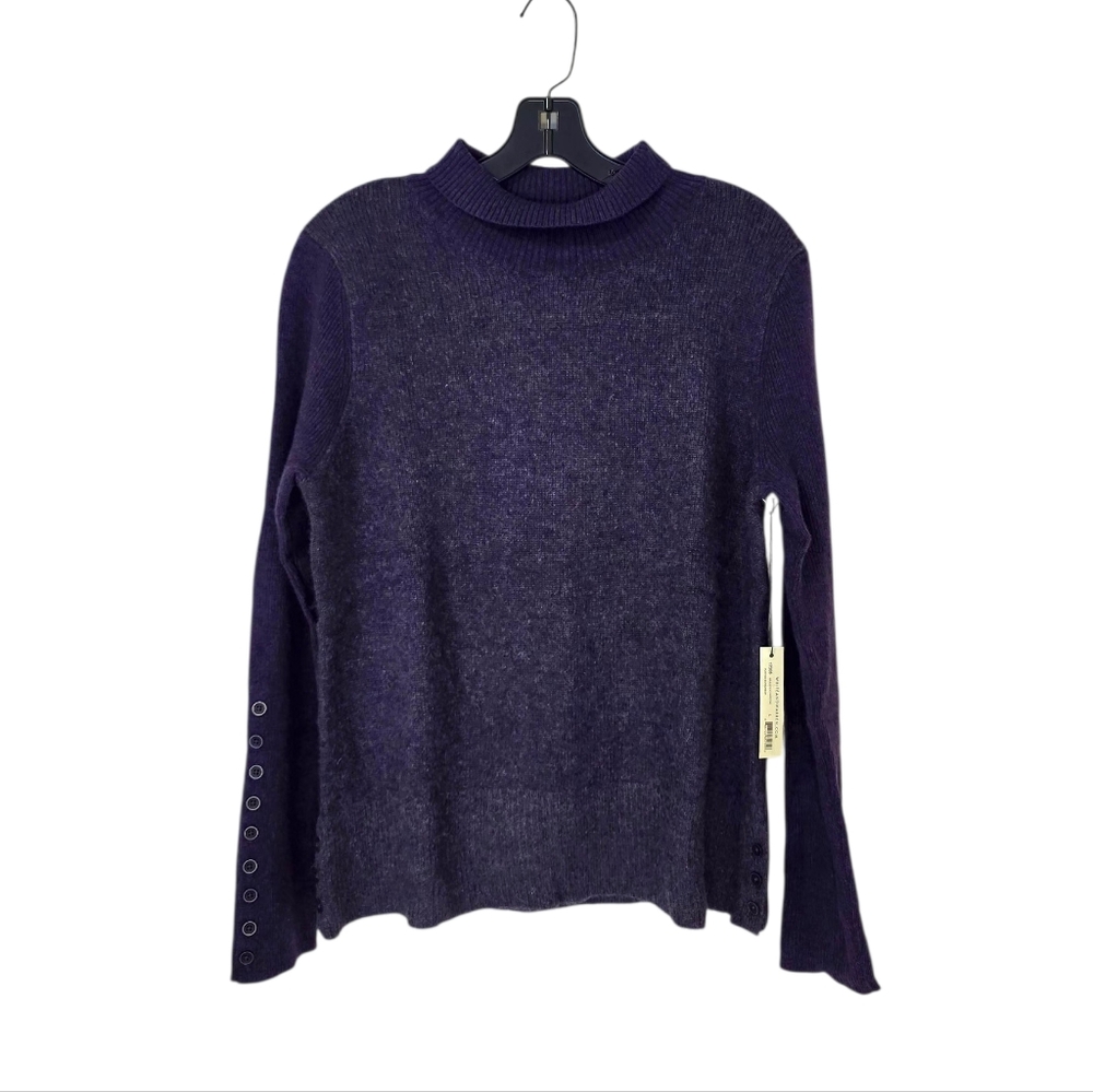 White + Warren Plaited Standneck Cashmere Sweater Majestic Charcoal Womens L NWT